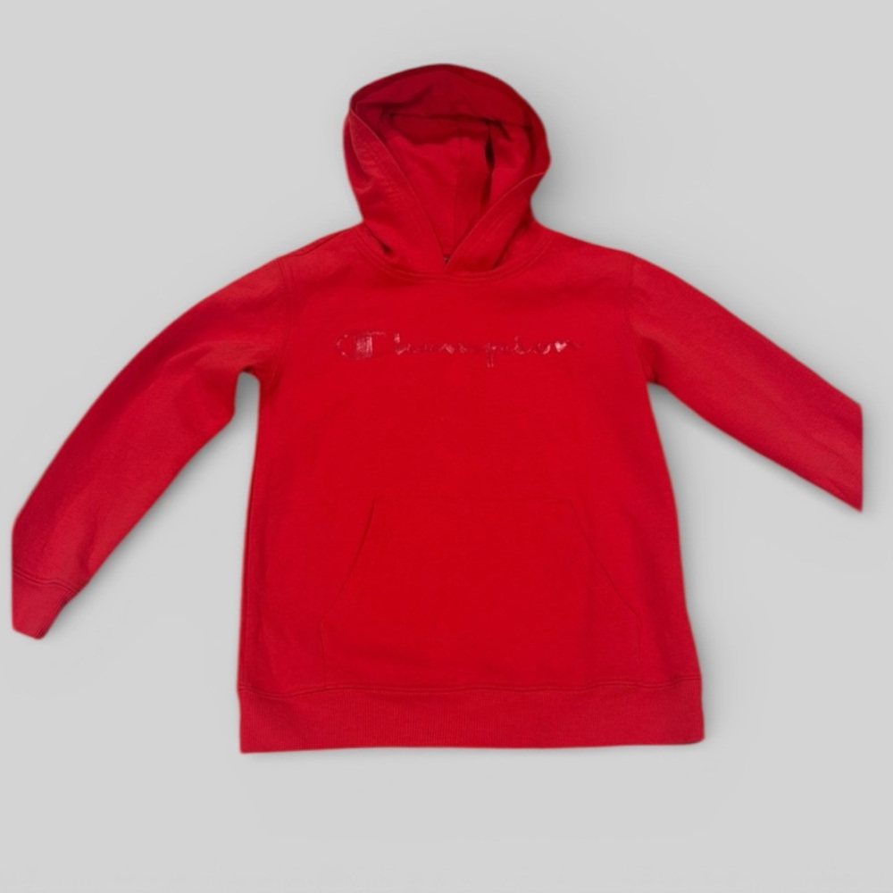 Champion deep red classic spell out hoodie child size Small 8 2024 sporty unisex